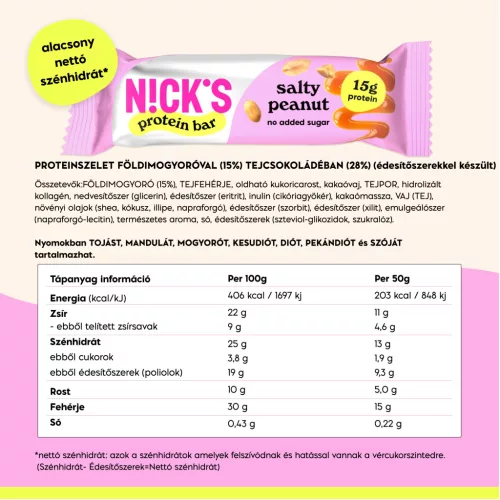 Nick's Salty peanut proteinszelet 50 g